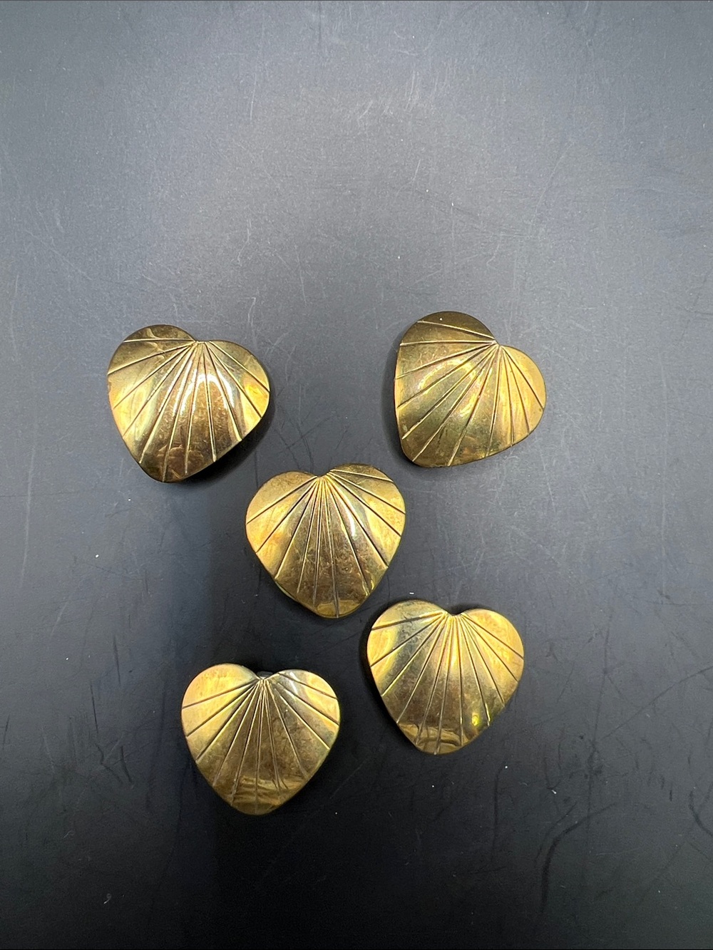 Gold Heart-Shaped Button Covers — Set of 5